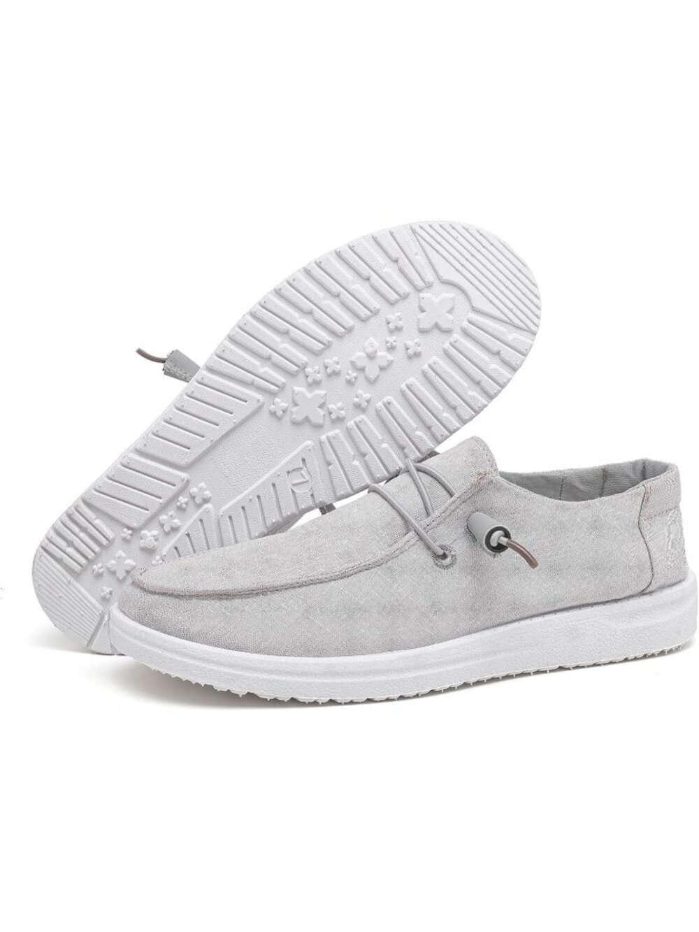 🆕Women's Grey Loafers Casual Slip-On Canvas Shoes Breathable Lightweight